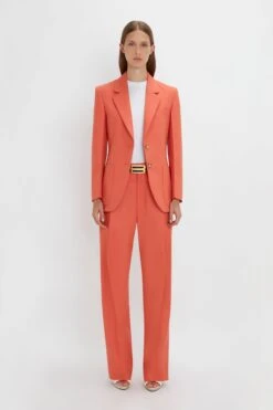 Victoria Beckham Patch Pocket Jacket In Papaya