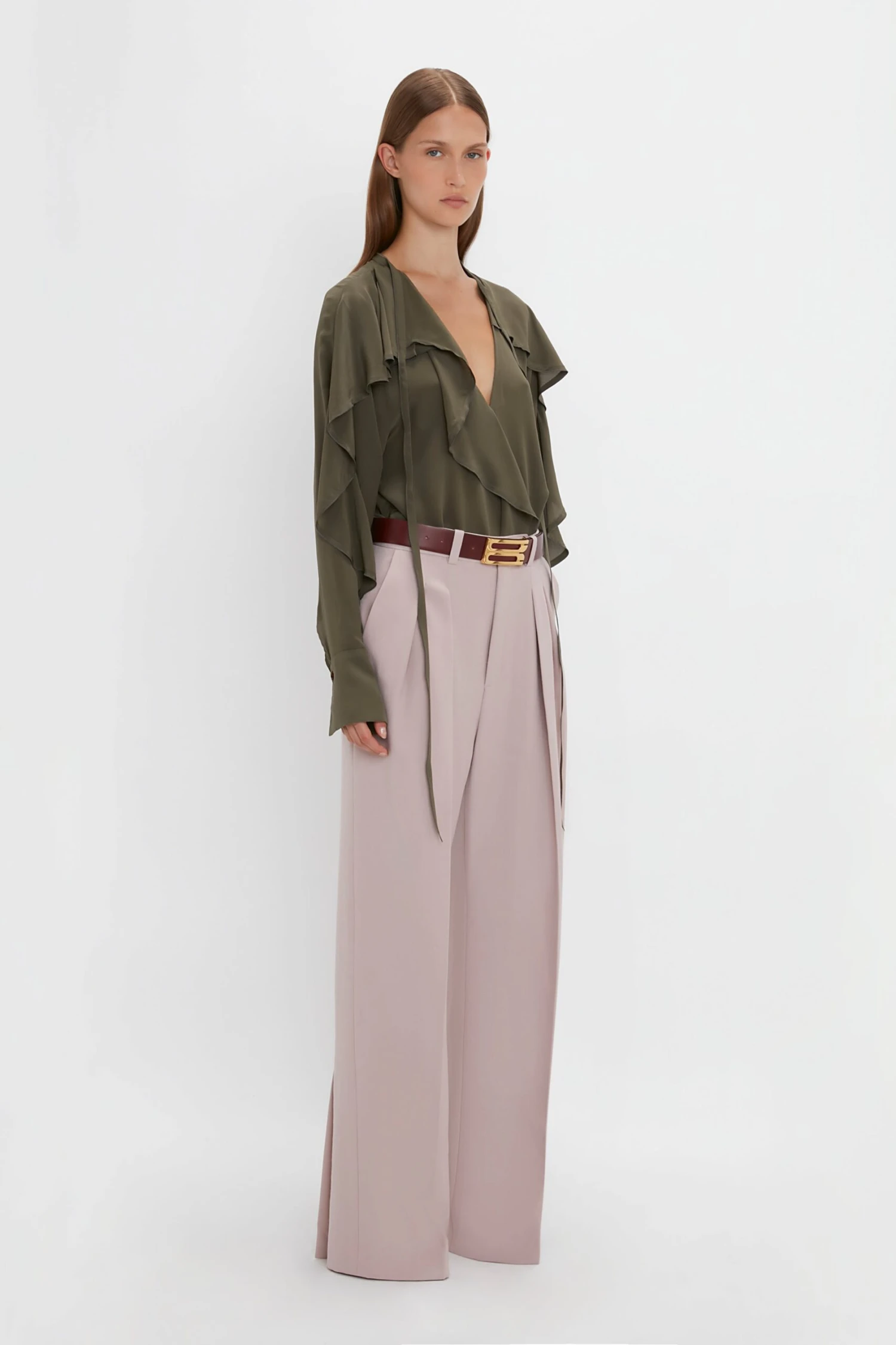 Victoria Beckham Double Pleat Trouser In Rose Quartz 2 Victoria Beckham Double Pleat Trouser In Rose Quartz - Image 2