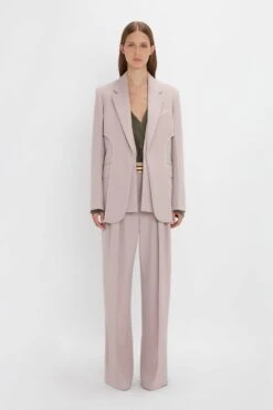 Victoria Beckham Double Panel Front Jacket In Rose Quartz