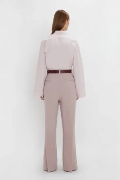 Victoria Beckham Button Detail Cropped Shirt In Rose Quartz -Victoria Beckham 20230912 VB 808