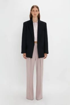 Victoria Beckham Peak Lapel Jacket In Midnight