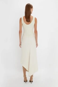Victoria Beckham Sleeveless Tie Detail Dress In Cream -Victoria Beckham 20230912 VB 856