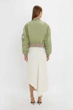 Victoria Beckham Cropped Bomber Jacket In Avocado -Victoria Beckham 20230912 VB 863