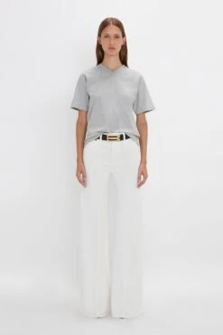 Victoria Beckham Football T-Shirt In Grey Marl