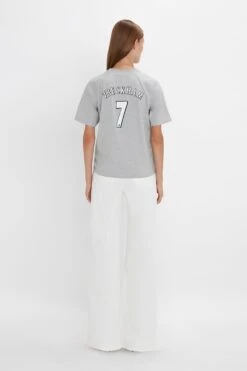 Victoria Beckham Football T-Shirt In Grey Marl -Victoria Beckham 20230912 VB 953
