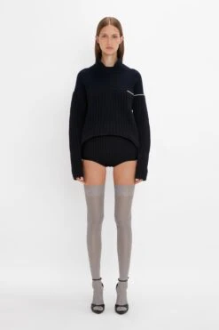 Victoria Beckham Exclusive Over The Knee Socks In Grey