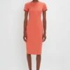 Victoria Beckham Fitted T-Shirt Dress In Papaya