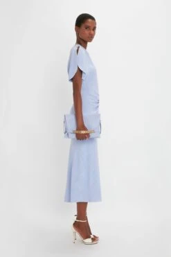 Victoria Beckham Chain Pouch With Strap In Frost Ostrich-Effect Leather -Victoria Beckham 20230913 VB 059