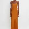 Victoria Beckham Floor-Length Cami Dress In Ginger