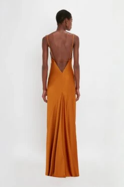 Victoria Beckham Floor-Length Cami Dress In Ginger -Victoria Beckham 20230913 VB 119