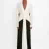 Victoria Beckham Tie Detail Gown In Vanilla-Black