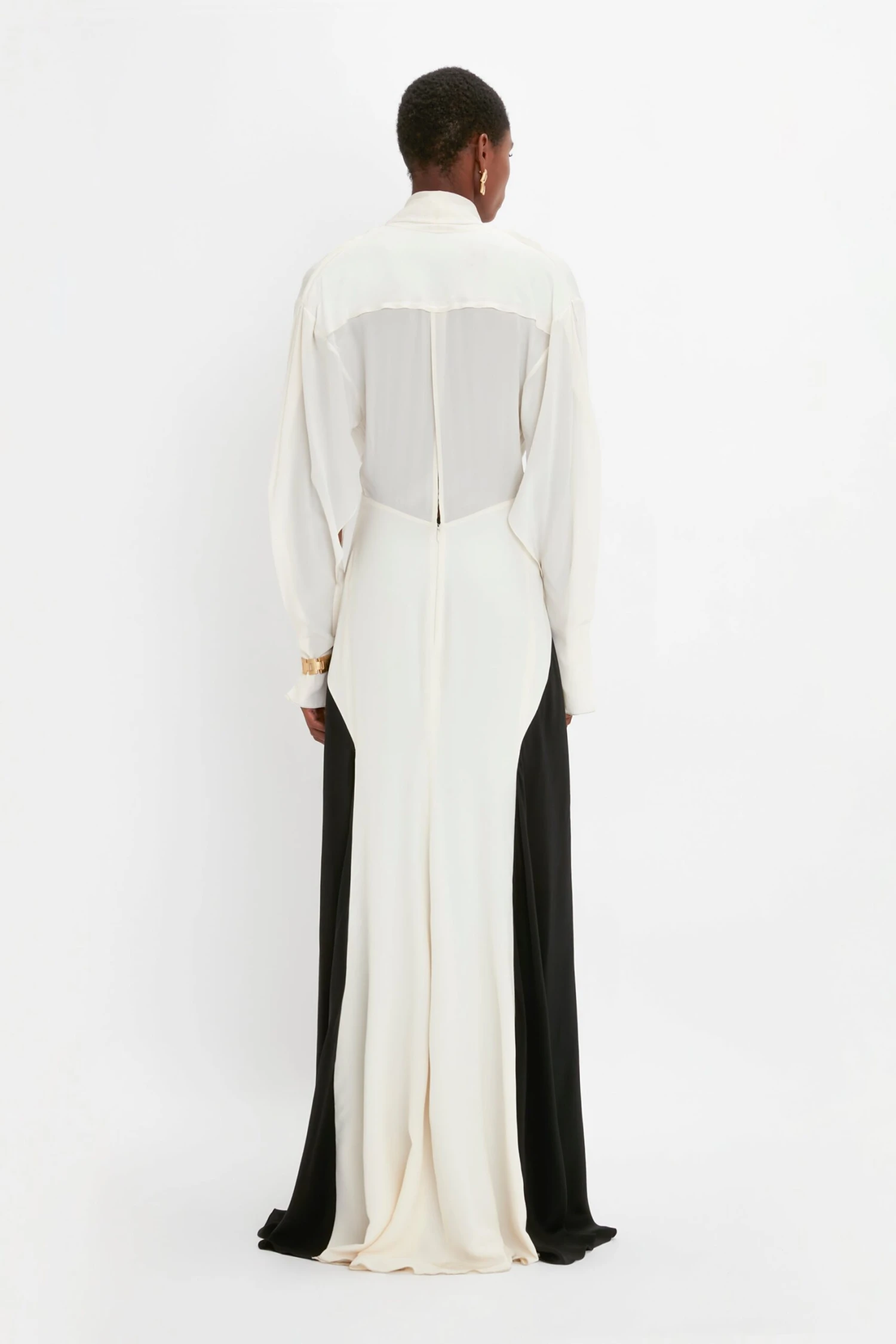 Victoria Beckham Tie Detail Gown In Vanilla-Black 3 Victoria Beckham Tie Detail Gown In Vanilla-Black - Image 3