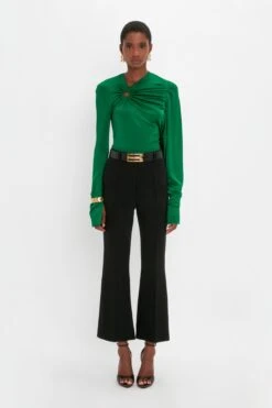 Victoria Beckham Cropped Kick Trouser In Black