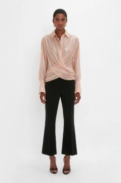 Victoria Beckham Wrap Front Blouse In Rosewater