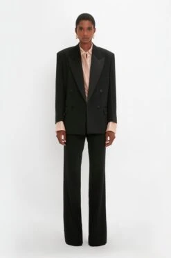 Victoria Beckham Satin Lapel Tuxedo Jacket In Black