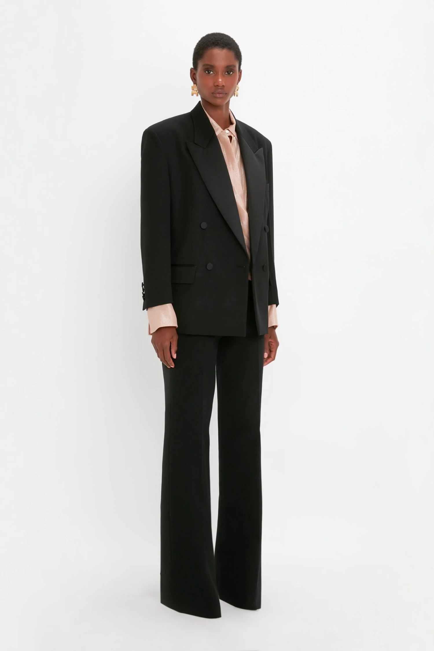 Victoria Beckham Satin Lapel Tuxedo Jacket In Black 2 Victoria Beckham Satin Lapel Tuxedo Jacket In Black - Image 2