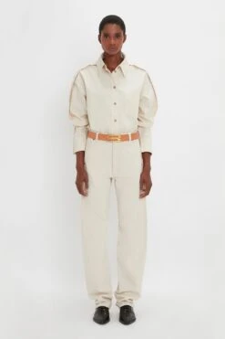 Victoria Beckham Relaxed Fit Low-Rise Jean In Ecru