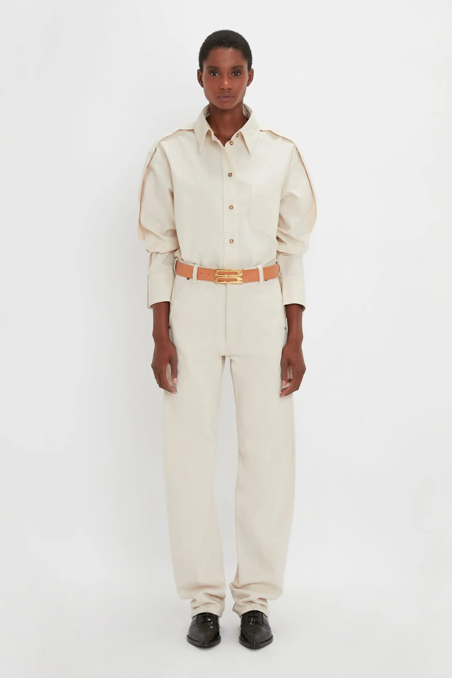 Victoria Beckham Relaxed Fit Low-Rise Jean In Ecru 1 Victoria Beckham Relaxed Fit Low-Rise Jean In Ecru