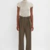 Victoria Beckham Gathered Waist Utility Trouser In Oregano