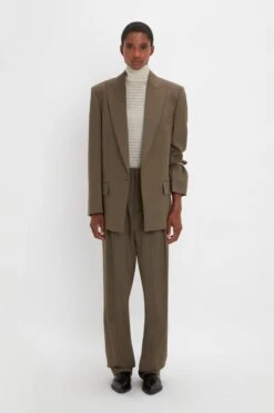 Victoria Beckham Peak Lapel Jacket In Oregano