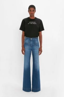 Victoria Beckham I'm Smiling On The Inside Slogan T-Shirt In Black