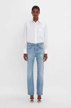 Victoria Beckham Victoria Mid-Rise Jean In Light Blue