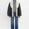 Victoria Beckham Shearling Coat In Monochrome