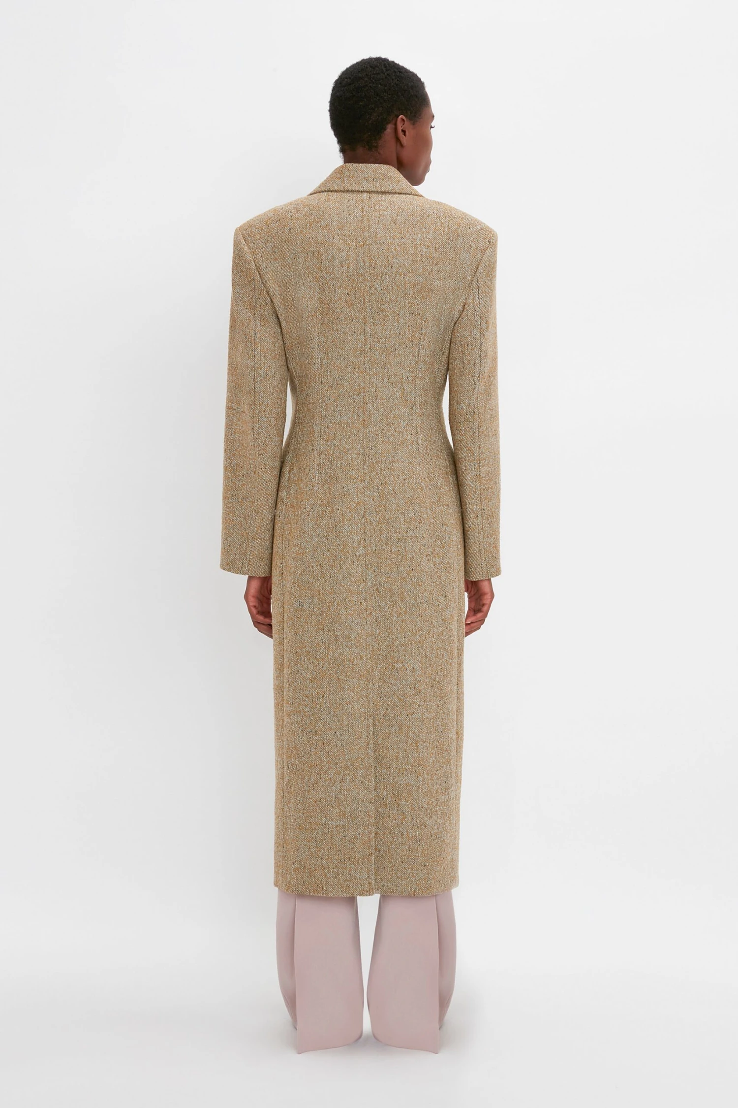 Victoria Beckham Exclusive Waisted Tailored Coat In Flax 3 Victoria Beckham Exclusive Waisted Tailored Coat In Flax - Image 3