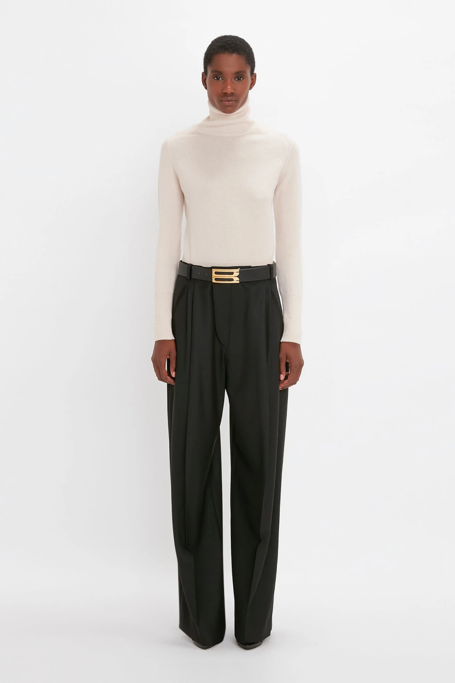 Victoria Beckham Polo Neck Jumper In Ivory 1 Victoria Beckham Polo Neck Jumper In Ivory