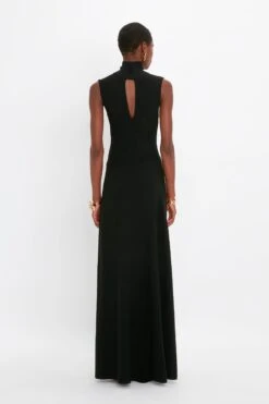 Victoria Beckham Cut Out Front Floor-Length Dress In Black -Victoria Beckham 20230914 VB 285