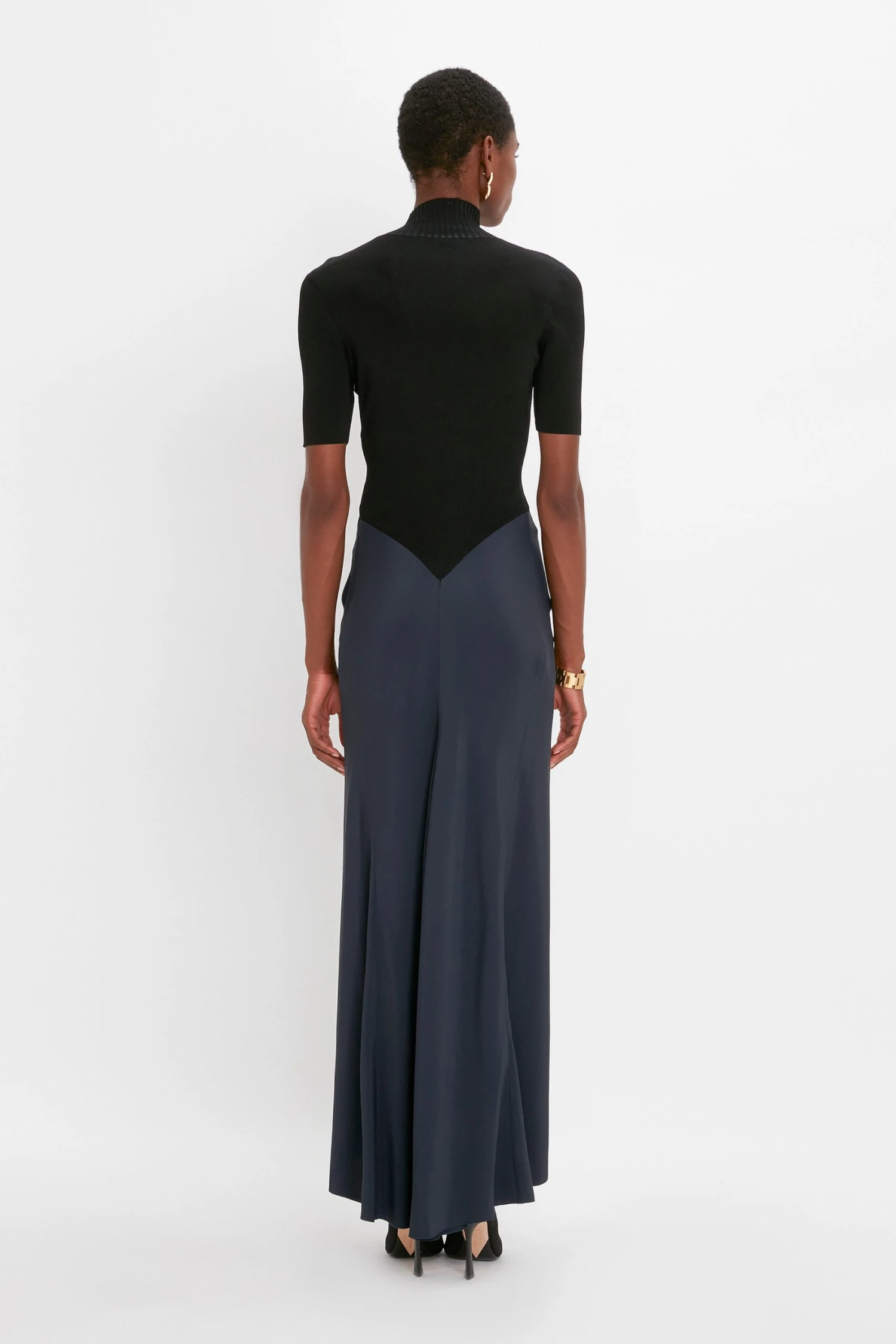 Victoria Beckham Polo Neck Gathered Dress In Midnight 3 Victoria Beckham Polo Neck Gathered Dress In Midnight - Image 3