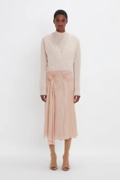 Victoria Beckham Wrap Front Cardigan In Nougat