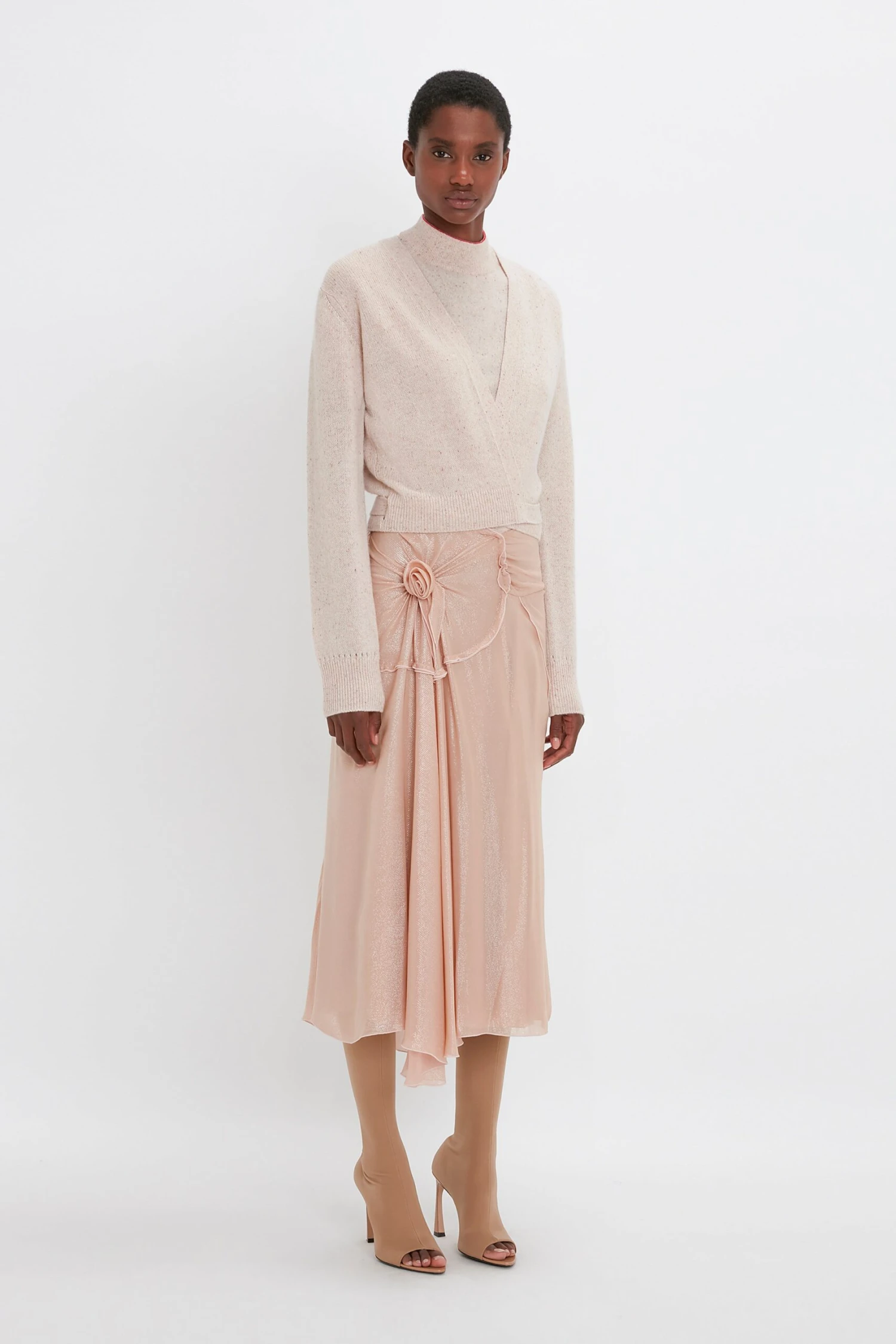 Victoria Beckham Wrap Front Cardigan In Nougat 2 Victoria Beckham Wrap Front Cardigan In Nougat - Image 2