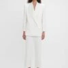 Victoria Beckham Exclusive Double Breasted Tuxedo Jacket In Ivory