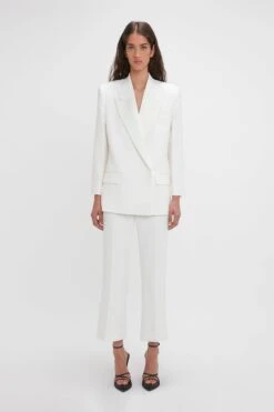 Victoria Beckham Exclusive Double Breasted Tuxedo Jacket In Ivory