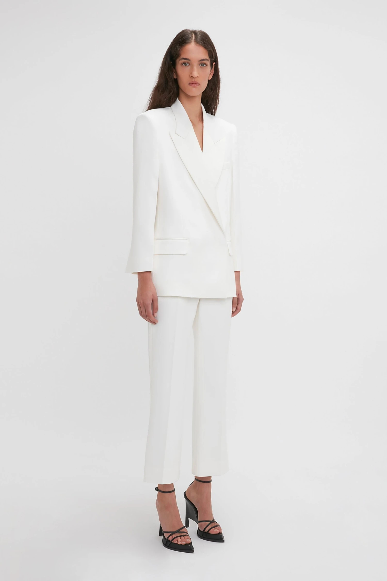 Victoria Beckham Exclusive Cropped Tuxedo Trouser In Ivory 3 Victoria Beckham Exclusive Cropped Tuxedo Trouser In Ivory - Image 3