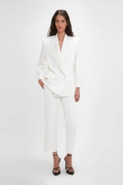 Victoria Beckham Exclusive Cropped Tuxedo Trouser In Ivory