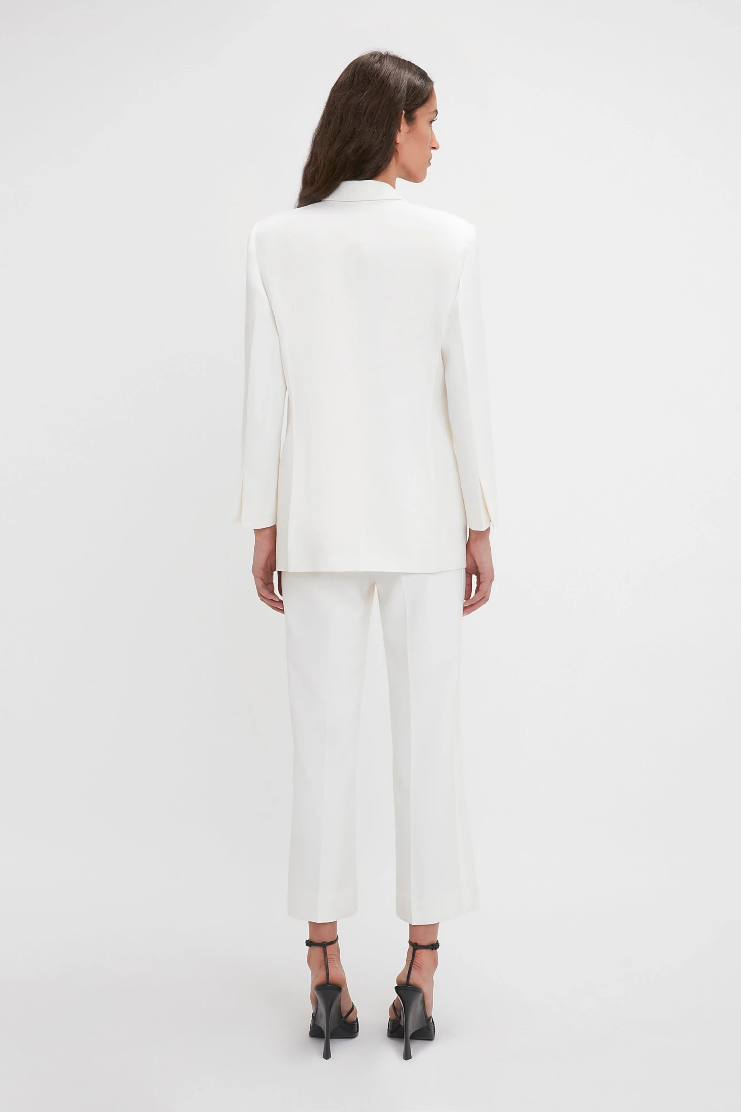Victoria Beckham Exclusive Cropped Tuxedo Trouser In Ivory 4 Victoria Beckham Exclusive Cropped Tuxedo Trouser In Ivory - Image 4