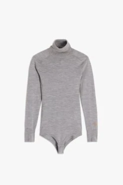 Victoria Beckham Poloneck Bodysuit In Grey Marl -Victoria Beckham 50 VICTORIA BECKHAM POLO NECK BODY 1322KTP004064A GREY MARL 1 2700 4050 247 LR 73c55c5f 74aa 4785 bfe6 8301902ed81d