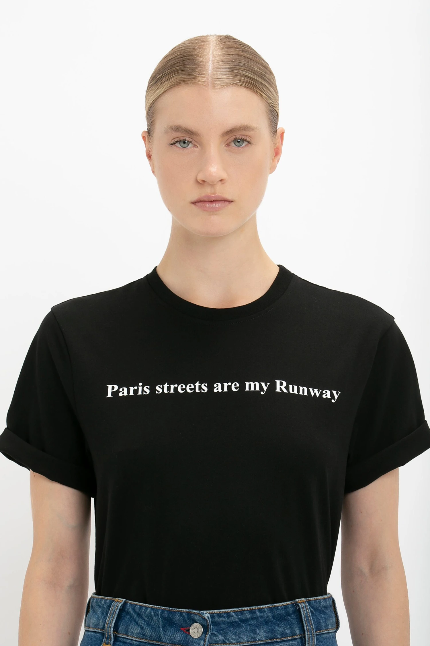 Victoria Beckham PARIS STREETS ARE MY RUNWAY T-shirt In Black 3 Victoria Beckham PARIS STREETS ARE MY RUNWAY T-shirt In Black - Image 3