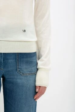 Victoria Beckham Merino Crew Jumper In Ivory -Victoria Beckham 8K1A3016