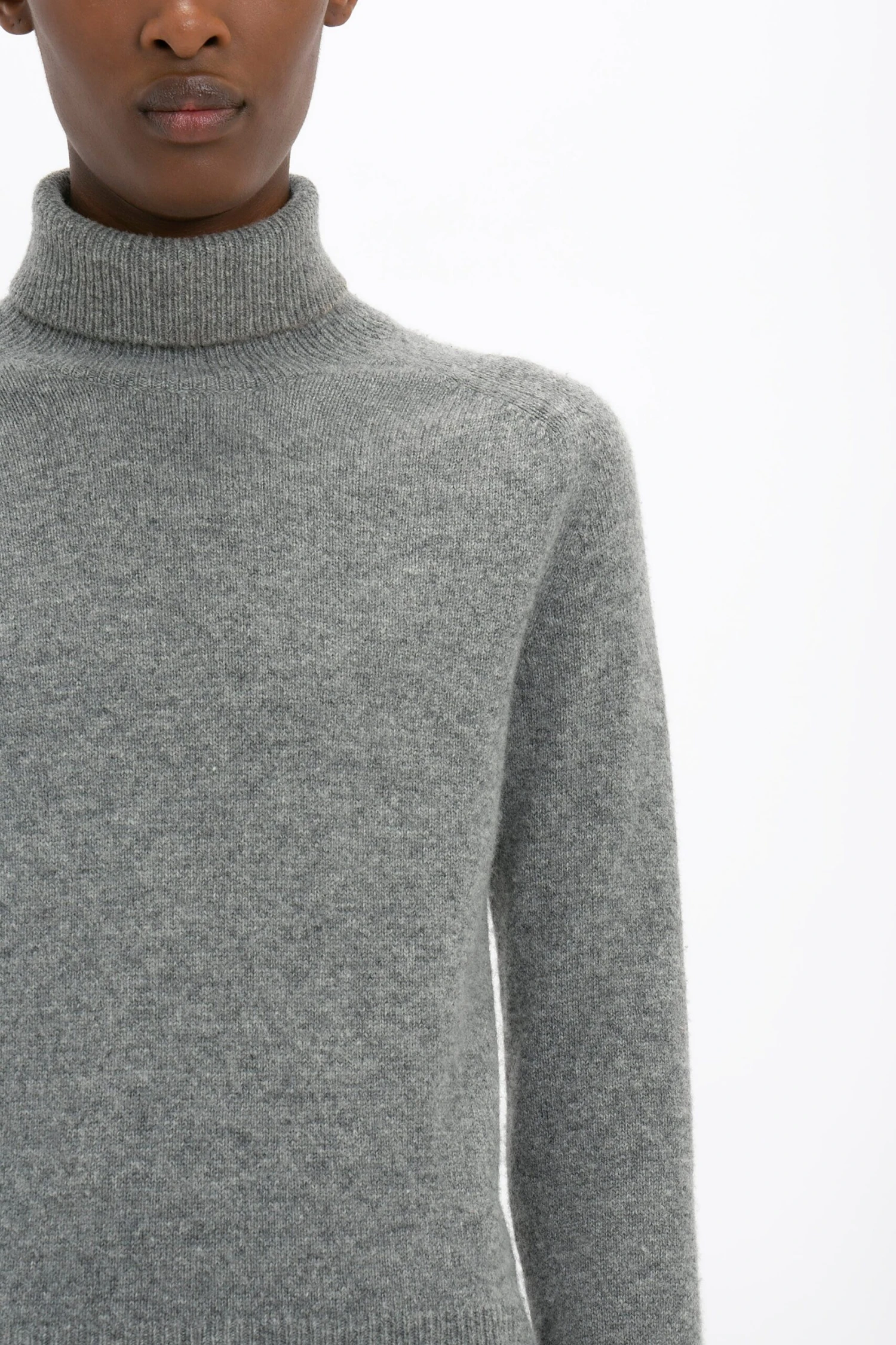 Victoria Beckham Polo Neck Jumper In Grey Melange 4 Victoria Beckham Polo Neck Jumper In Grey Melange - Image 4