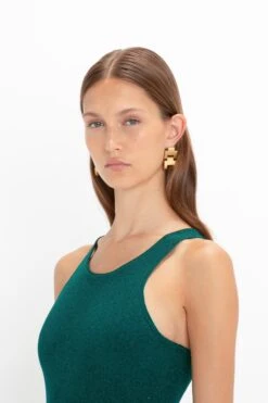 Victoria Beckham VB Body Sleeveless Dress In Lurex Green -Victoria Beckham 8K1A3607