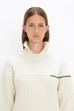 Victoria Beckham Collar Detail Jumper In Natural -Victoria Beckham 8K1A3617
