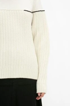 Victoria Beckham Collar Detail Jumper In Natural -Victoria Beckham 8K1A3618