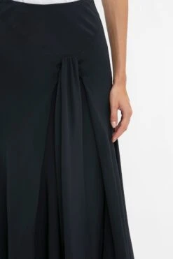 Victoria Beckham Asymmetric Tie Detail Skirt In Midnight -Victoria Beckham 8K1A3629
