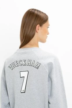 Victoria Beckham Football Sweatshirt In Grey Marl -Victoria Beckham 8K1A3658