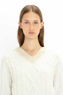 Victoria Beckham V-Neck Jumper In Natural -Victoria Beckham 8K1A3659