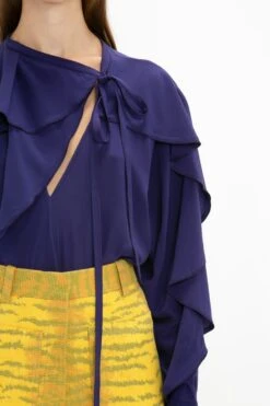 Victoria Beckham Tie Detail Ruffle Blouse In Ultraviolet 11 Victoria Beckham Tie Detail Ruffle Blouse In Ultraviolet -Victoria Beckham 8K1A3719