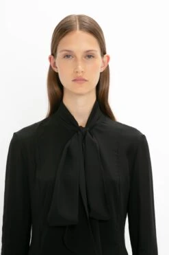 Victoria Beckham Pleat Cuff Blouse In Black -Victoria Beckham 8K1A3724